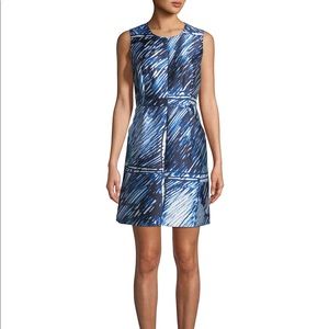 Milly blue printed sheath satin dress- size 8